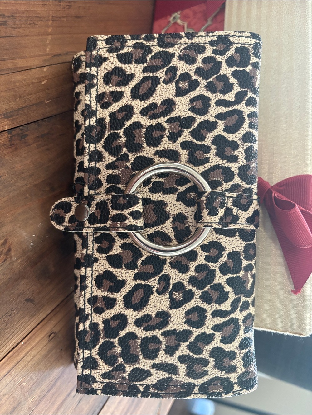 Leopard Print Traveling Jewel  wallet/holder with Silver Ring Accent